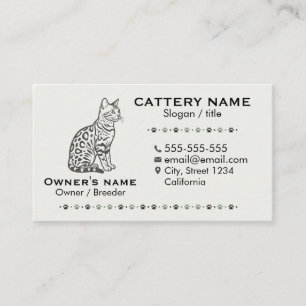 Elegante Bengalkatzen Cattery Anpassbar Visitenkarte