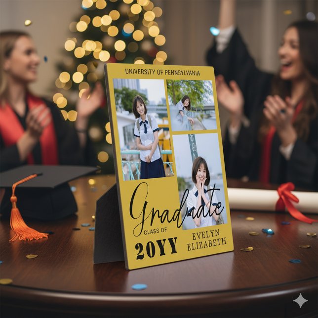 Elegante benutzerdefinierte Abschluss-Fotogedenkta Fotoplatte (Elegant Custom Graduation Photo Memory Plaque)
