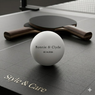 Elegante benutzerdefinierte Namen und Datum Weiß Tischtennisball