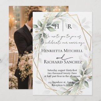 Elegante benutzerdefinierte Paarbild-Hochzeitseinl Einladung