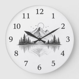 Elegante Berg-Natur-Uhr  Große Wanduhr