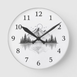 Elegante Berg-Natur-Uhr  Runde Wanduhr