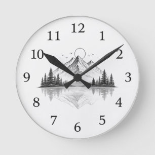 Elegante Berg-Natur-Uhr Runde Wanduhr