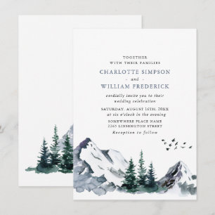 Elegante Bergwald-Landschaft-Hochzeit Einladung