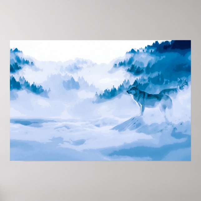 Elegante Bergwölfe Kunst | Poster (Vorne)