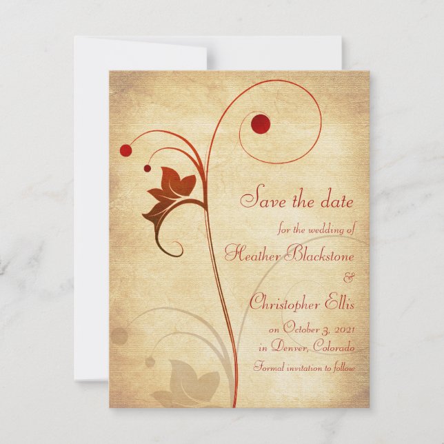 Elegante Berries Vine Wedding Save the Date (Vorderseite)