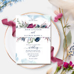Elegante Berry Blue Floral and Watercolor Wedding Einladung<br><div class="desc">Freuen Sie sich auf diese faszinierende Einladung zur Hochzeit. Elegante Aquarelltöne und blühendes Blattwerk in einer Mischung aus Beeren, Bordeaux, Pflaume, Marineblau, staubigen Blau- und Grüntönen, die Ihren Namen umgeben, während zarte Aquarellfarben in den oberen und unteren Bereichen in einer Mischung aus sanften Blau- und Türkistönen die Rahmeneinladung bilden. Zurück...</div>