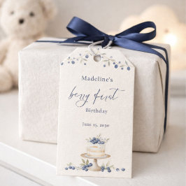 Elegante Berry erste Blaubeer-Geburtstagstorte Geschenkanhänger