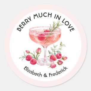 Elegante Berry Much in Love Himbeer-Hochzeit Runder Aufkleber