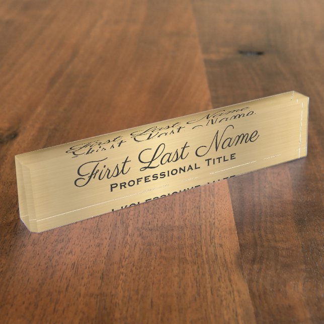 Elegante Beruflich Office Signature Imitate Gold Namensplakette (Seite)