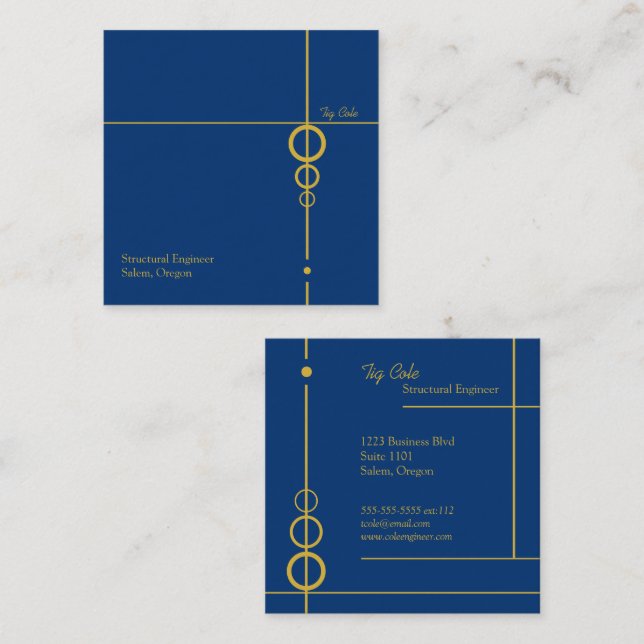Elegante Beruflich Square Business Card Quadratische Visitenkarte (Vorne/Hinten)