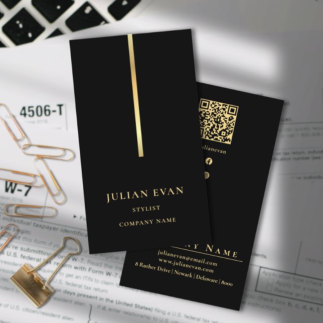 Elegante Berufliche Black Gold Business Card Visitenkarte (Von Creator hochgeladen)