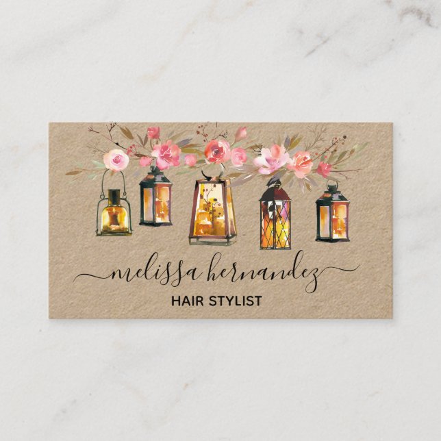 Elegante berufliche Blumenhaar-Stylist-Koralle Visitenkarte (Vorderseite)