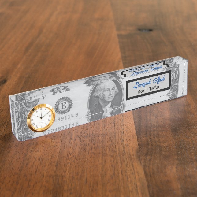 Elegante Berufliche Dollar-One-Money-Front Namensplakette (Seite)