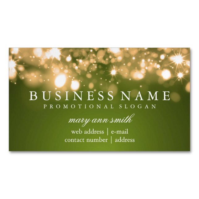 Elegante berufliche Goldschein-Lichter Magnetische Visitenkarte (Vorderseite)