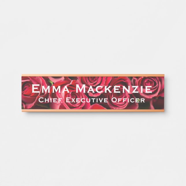 Elegante Berufliche Rote Rosen Türschild (Vorderseite )