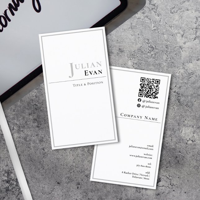 Elegante Berufliche White Business Card Visitenkarte (Elegant Professional White Business Card)