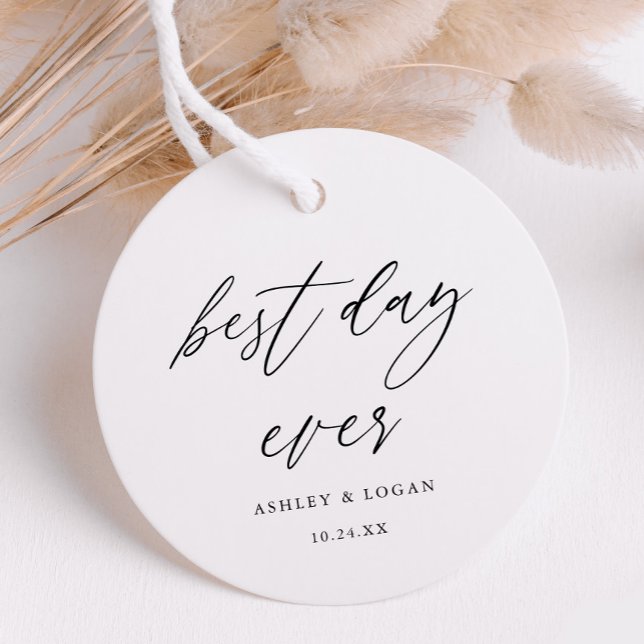 Elegante Best Day Ever Wedding Geschenkanhänger (Von Creator hochgeladen)