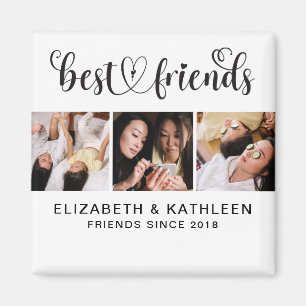 Elegante Best Friends Script Collage Magnet