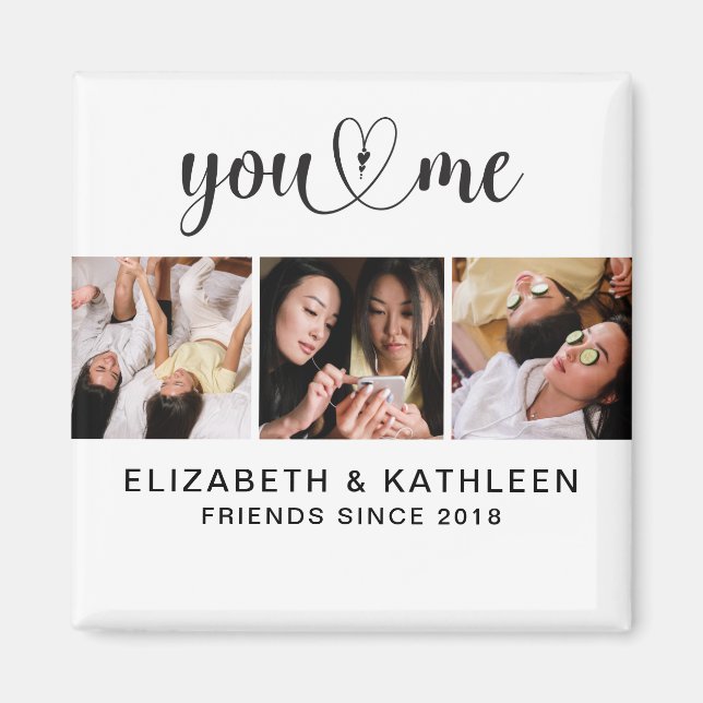 Elegante Best Friends Script Collage Magnet (Vorne)