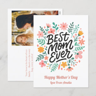 Elegante Best Mama Ever   Tag der bloralen Mütter Feiertagspostkarte