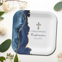 Elegante Bestätigung Cross Navy Blue Gold Agate