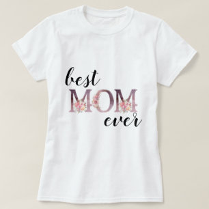 Elegante Beste MAMA je Blumentypografie T-Shirt