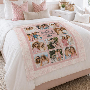 Elegante Besties BESTE FREUNDIN Rosa FotoCollage m Fleecedecke