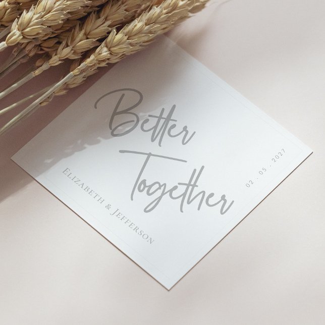 Elegante "Better Together" Silver Script Wedding Serviette (Elegant  Better Together Silver Script Wedding Napkins Personalized)