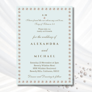 Elegante Bibelvers-Pearl-Christian-Hochzeit Einladung
