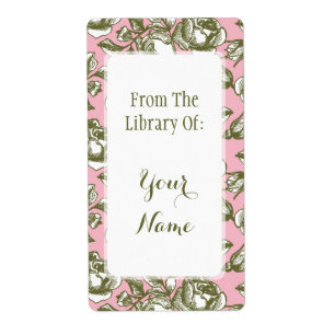 Elegante Bibliothek mit goldenen Rose auf rosa Buc