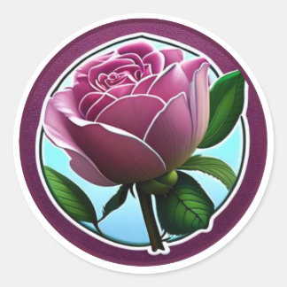 Elegante Big Pink Rose Kunst, Dichtung und Musik Runder Aufkleber