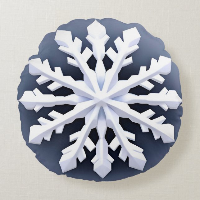Elegante Big Snowflake Rundes Kissen (Vorderseite)