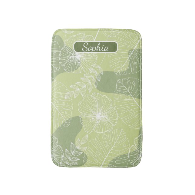 Elegante Bio Grüne Form Kunst für Geschenke Badematte (Vorderseite Vertikal)