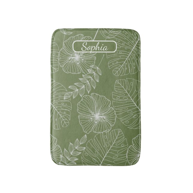 Elegante Bio Grüne Form Kunst für Geschenke Badematte (Vorderseite Vertikal)