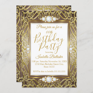 Elegante Birthday Party Gold Bronze Beige Diamond Einladung