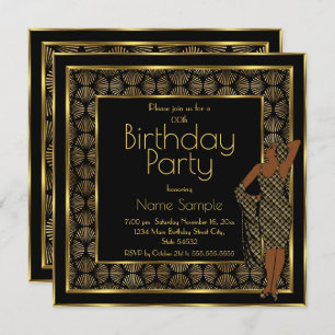 Elegante Birthday Party Schwarzes Meer Einladung