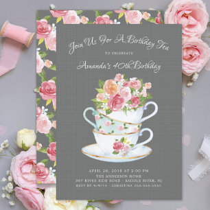 Elegante Birthday Tea Einladung