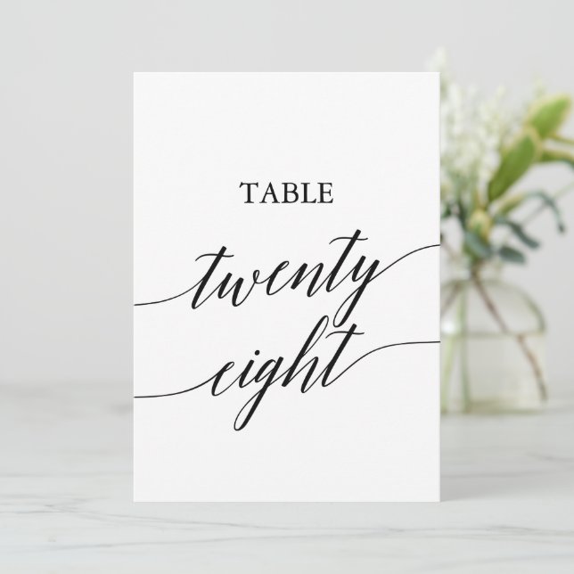 Elegante Black 12x18 Printable Tischnummer 28 (Stehend Vorderseite)