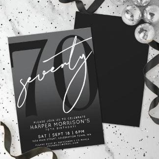 Elegante Black 70. Geburtstagsparty Einladung
