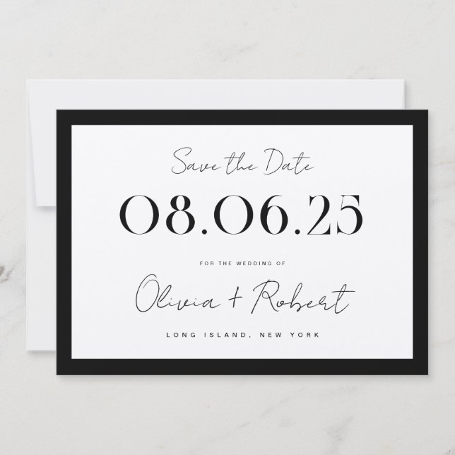 Elegante Black and Ecru Chic Wedding Save The Date (Vorderseite)