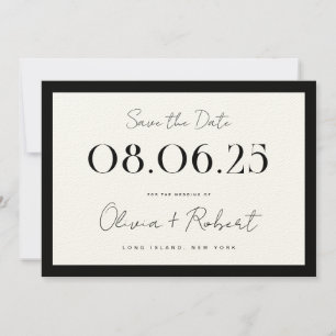 Elegante Black and Ecru Chic Wedding Save The Date