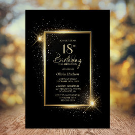Elegante Black and Gold 18. Geburtstagsparty Einladung