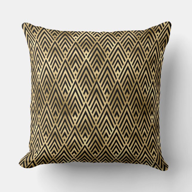 Elegante Black and Gold 1920er Jahre Art Deco Vint Kissen (Vorderseite)