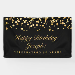 Elegante Black and Gold 50. Geburtstagsparty Banner