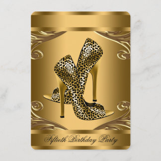 Elegante Black and Gold 50. Geburtstagsparty Einladung