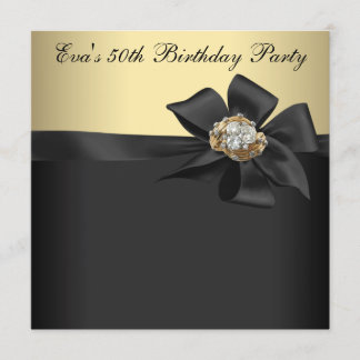 Elegante Black and Gold 50. Geburtstagsparty Einladung