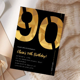 Elegante Black and Gold 90. Geburtstagsparty Einladung