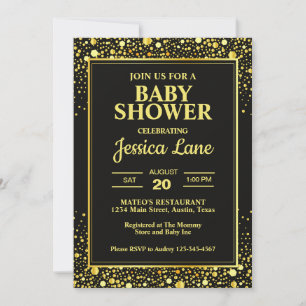 Elegante Black and Gold Baby Dusche Einladung