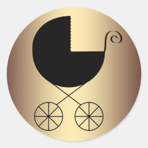 Elegante Black and Gold Baby Dusche Runder Aufkleber